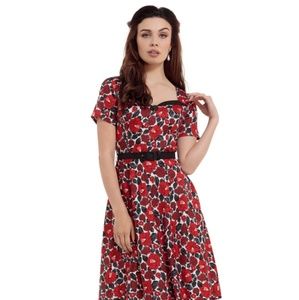 Poppy Red Floral Skater Dress